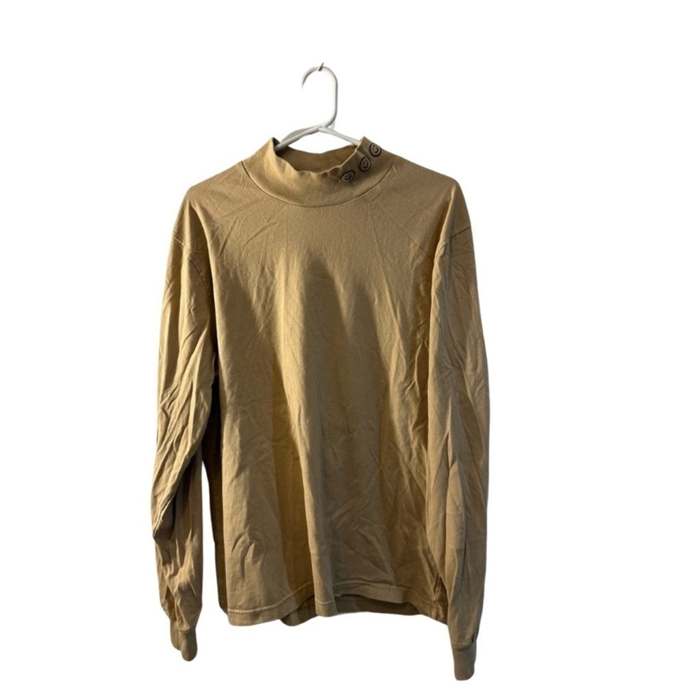 Urban Outfitters Beige/Brown Mock Neck Smiley Long Sleeve Shirt - Size Large